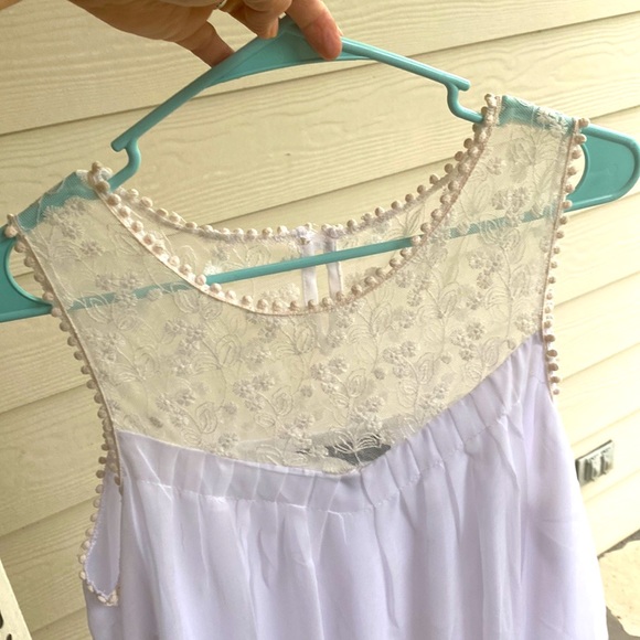 Kaktus NWT White Lined Lace Bubble Mini Dress - Sz M - Picture 8 of 14